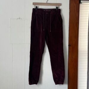 American Eagle Burgundy Corduroy Joggers Womens 10 Regular Maroon Stretch Pants